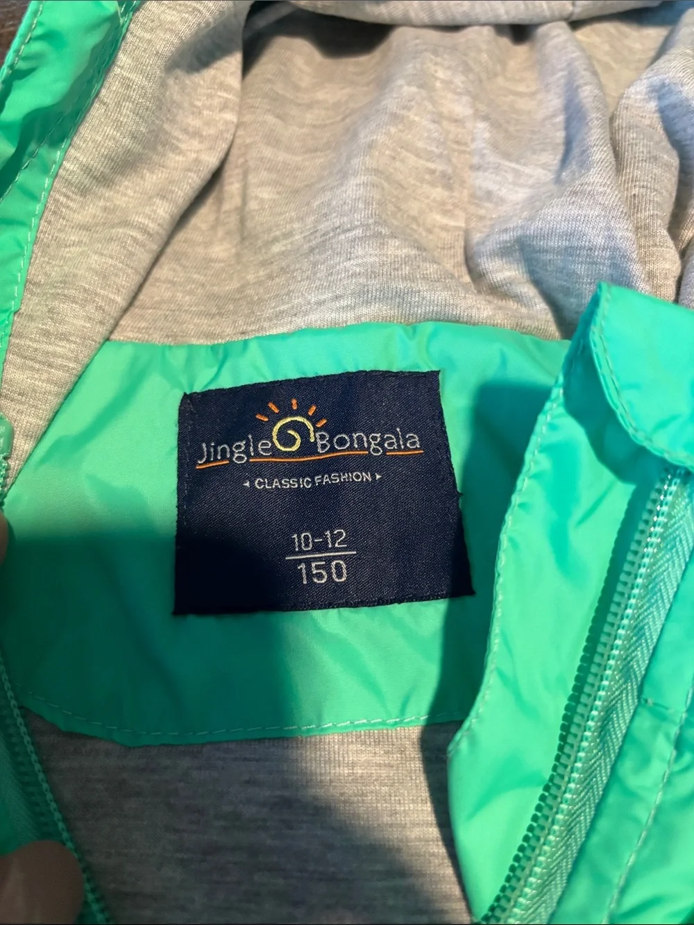Kids Hooded Rain Jacket - Mint Green